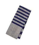 Grey Handloom Chanderi Cotton Tissue Saree With Navy Blue Stripes-CC1338