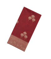 Red Woven Art Linen Saree With Zari Border-BL5636