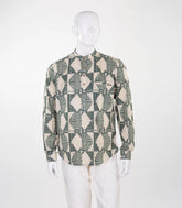 Olive green short kurta with abstract print-EW1112