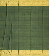 Peach Handloom Korvai Natural Dyed Silk Saree With Gradient Checks & Japanese Wave Border - KA12631