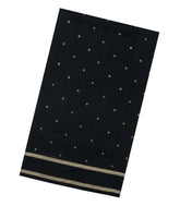 Black Handloom Uppada Silk Saree With Coin Buttas-UP0424