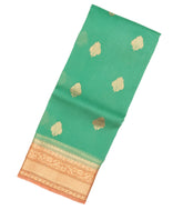 Aquamarine Handloom Banarasi Organza Silk Saree With Floral Buttas-BE1655