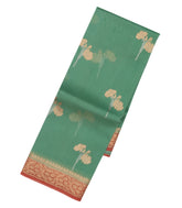 Mint Green Handloom Banarasi Organza Silk Saree With Floral Buttas-BE1482