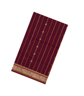 Maroon Handloom Kanchi Cotton Saree With Silk Border-KC1801