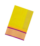Neon Green Handloom Korvai Silk Cotton Saree With Contrast Border-SC4518