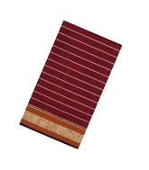 Maroon Handloom Silk Cotton Saree With Veldhari Stripes-SC4357