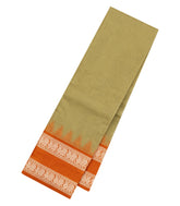 Cardamom Green Handloom Kanchi Cotton Saree With Contrast Silk Border-KC1791