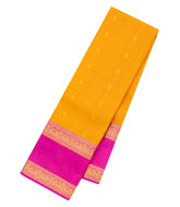 Mustard Woven Pure Silk Saree With Zari Buttas & Contrast Border-EC2619