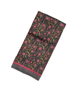 Black Handloom Tussar Silk Saree With Pashmina Printed Floral Motifs-TU2699