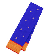 Blue Handloom Korvai Kanchipuram Silk Saree With Buttas-KA15961