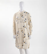 Beige Mid Length Kurta with leaft print -EW1120