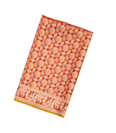 Orange Handloom Organza Satin Soft Silk Saree With Floral Motifs-SO4131