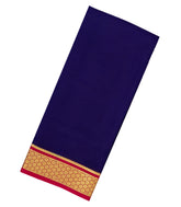 Dark Blue Woven Mysore Crepe 9 Yards Silk Saree With Contrast Border-MS3200