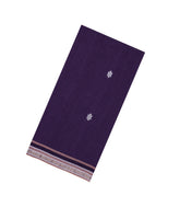 Violet Handloom Bengal Cotton Saree With Stirpes & Floral Buttas-BG1692
