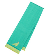 Turquoise Handloom Kanchipuram Silk Saree With Stripes & Buttas-KA15952