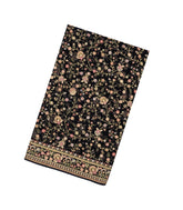 Black Woven Blended Chiffon Saree With Embroidered Floral Motifs-EN1892