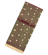 Dark Green Handloom Banarasi Tissue Silk Saree With Floral Motifs-BE1652