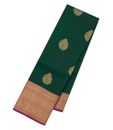 Dark Green Woven Pure Silk Saree With Zari Buttas & Contrast Border-EC2620