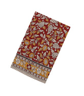 Crimson Woven Kalamkari Cotton Saree With Printed Motifs-KAL1158