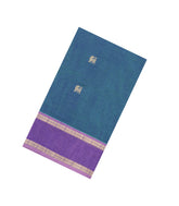 Blue Handloom Silk Cotton Saree With Yazhi Buttas & Contrast Border-SC3992