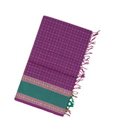 Magenta Handloom Kanchi Cotton Saree With Dotted Checks-KC1463