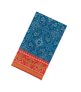 Blue Handloom Rajkot Patola Silk Saree With Ikat Motifs & Contrast Border-IK0452