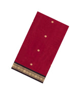 Crimson Handloom Silk Cotton Saree With Zari Buttas & Contrast Border-SC4795