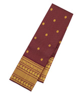 Dark Brown Handloom Kanchipuram Silk Saree With Zari Checks & Buttas-KA16144