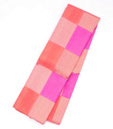Pink & Orange Handloom Kanchipuram Silk Saree With Checks