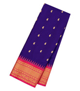 Purple Handloom Gadwal Silk Saree With Buttas & Contrast Border-GA0429