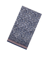 Indigo Printed Chanderi Cotton Saree With Floral Motifs & Sequin Work-CC1425