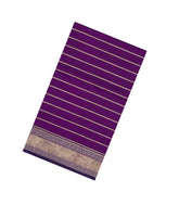 Dark Purple Handloom Silk Cotton Saree With Veldhari Stripes-SC4359