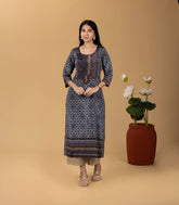 Indigo Printed Kurta-KR0855