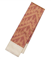 Dusty Peach Handloom Korvai Tissue Kanchipuram Silk Saree With Floral Chevron Motifs-KA13193