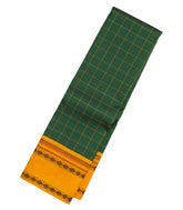 Bottle Green Handloom Korvai Kanchipuram Silk Saree With Threadwork Border-KA13000