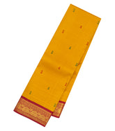 Mustard Handloom Korvai Kanchipuram Silk Saree With Silk Buttas-KA15926