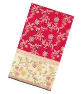 Pink Handloom Kanchipuram Bridal Silk Saree With Contrast Meena Border-KA16282