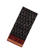 Black Printed Chanderi Cotton Saree With Zari Border-CC1648