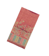 Peach Printed Synthetic Tussar Silk Saree With Contrast Border-SY0141