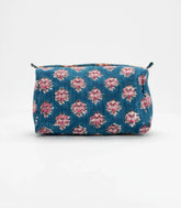 Indigo Cotton Bagru Printed Toiletry Bag With Zipper-ACS1091