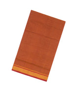 Rust Handloom Mangalagiri Cotton Saree With Contrast Border-MA0721