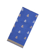 Blue Woven Tussar Silk Saree With Floral Motifs-TU3257