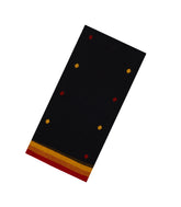 Black Handwoven Bengal Cotton Saree With Diamond Buttas-BG1518