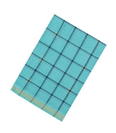 Turquoise Woven Kadappa Cotton Saree With Checks-KN0744