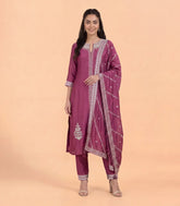 Deep Rose Gold Zari Work Kurta Set -RC5664