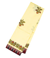 Cream Handwoven Korvai Silk Saree With Hand painted Meena Floral Motifs