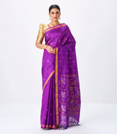 Purple Handloom Uppada Silk Saree With Zari Buttas