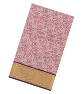 Dusty Pink Handloom Natural Dyed Lino Varna Silk Saree With Floral Vine Motifs-KA16734