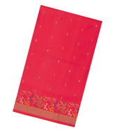 Red Handloom Uppada Silk Saree With Meena Floral Motifs-UP0430
