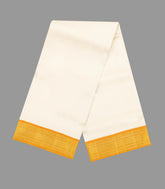 Cream Handloom Korvai Pure Silk 9 Yards Dhoti With 5 Yards Angavasthram-CD1559